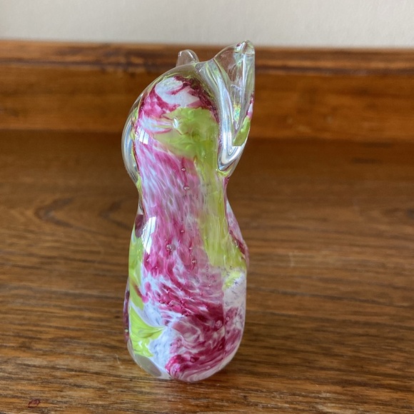 J.B Quebec Canada Jan Brenda? Signed Art Glass Cat Figurine Paperweight Tie-Dye - Picture 2 of 6